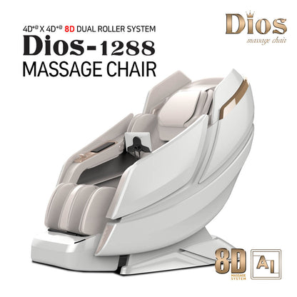 Kahuna Chair Dios Massage Chair 8D AI Dual Air Tech Touch Roller SL-track with Brain Relaxation Program Dios-1288 White