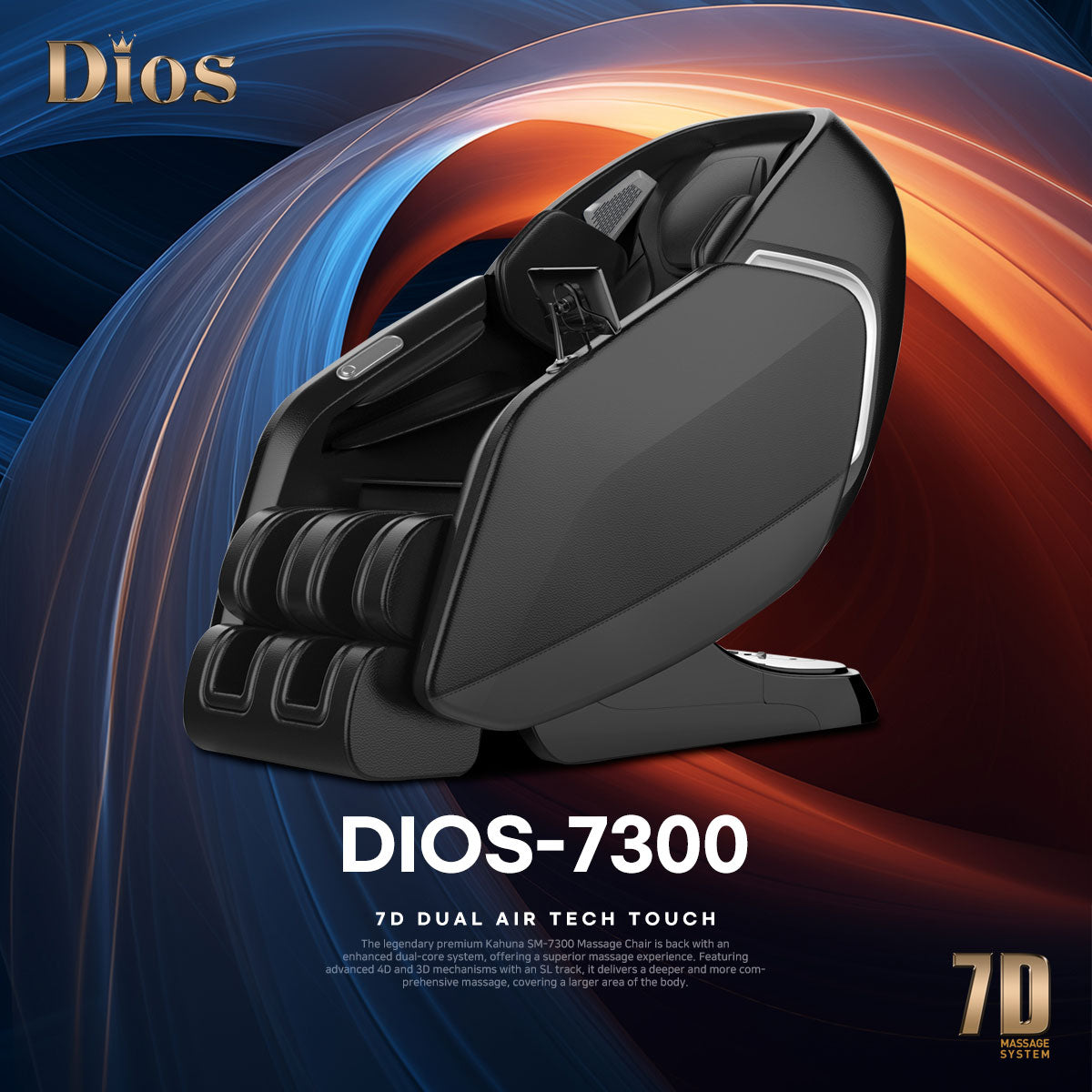 7D AI Dual Core (4D+3D) Roller, Air Float System, Upgraded Kahuna SM7300 with 3D Calf Kneading, SL-Track Full Body Zero Gravity Recliner Black