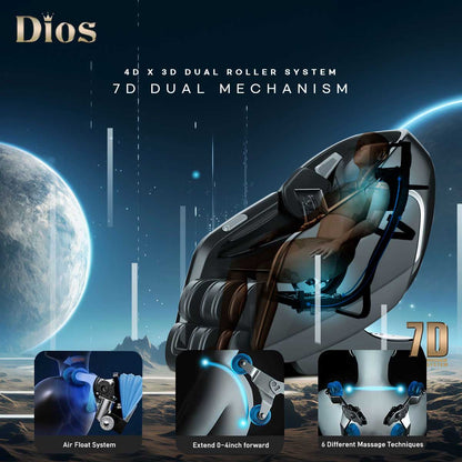 7D AI Dual Core (4D+3D) Roller, Air Float System, Upgraded Kahuna SM7300 with 3D Calf Kneading, SL-Track Full Body Zero Gravity Recliner Black