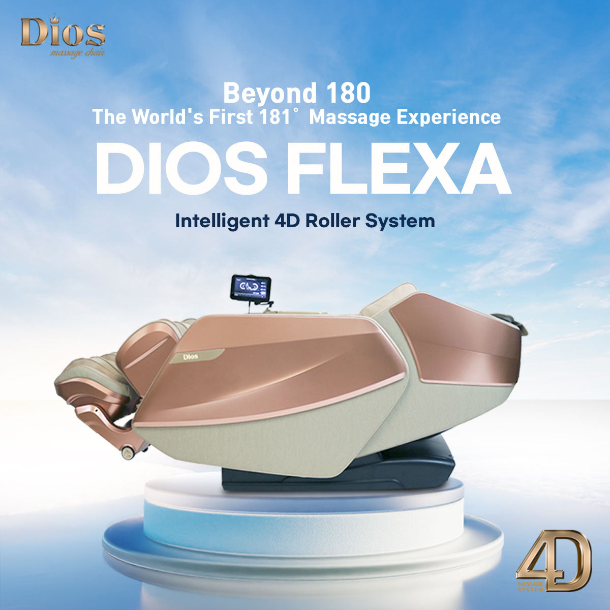 Dios Flexa – 181° Full-Body Hyper-Extension Stretching Chair | 56″ SL-Track, 6-Level 4D Rollers & 4-Step Precision Ankle Massage – BLACK