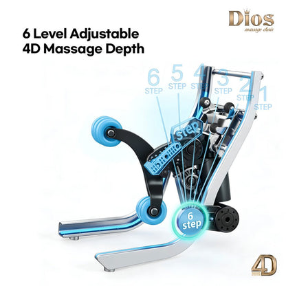 Dios Flexa – 181° Full-Body Hyper-Extension Stretching Chair | 56″ SL-Track, 6-Level 4D Rollers & 4-Step Precision Ankle Massage – BLACK