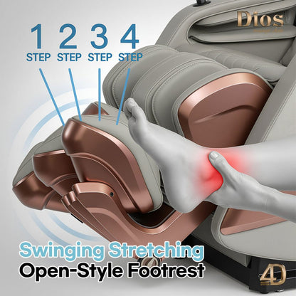 Dios Flexa – 181° Full-Body Hyper-Extension Stretching Chair | 56″ SL-Track, 6-Level 4D Rollers & 4-Step Precision Ankle Massage – BLACK